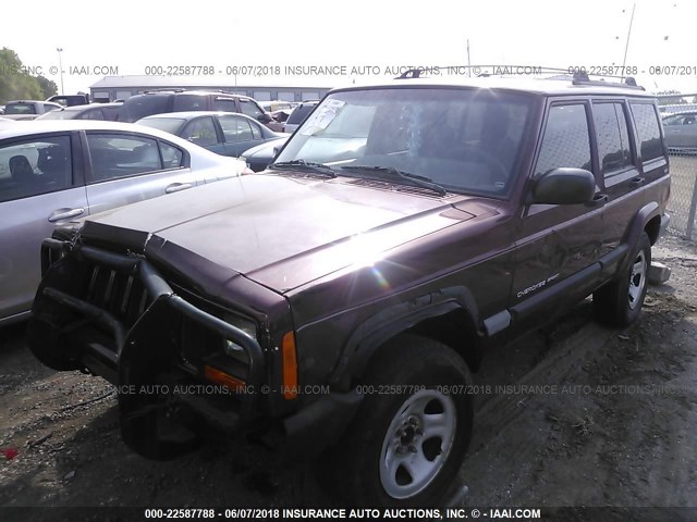 1J4FF48S21L540675 - 2001 JEEP CHEROKEE SPORT BURGUNDY photo 2