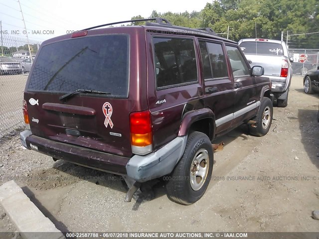 1J4FF48S21L540675 - 2001 JEEP CHEROKEE SPORT BURGUNDY photo 4