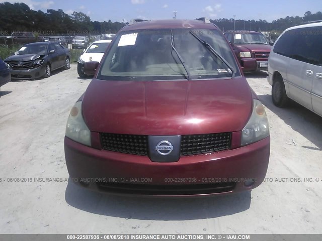 5N1BV28U05N136003 - 2005 NISSAN QUEST S/SE/SL RED photo 6