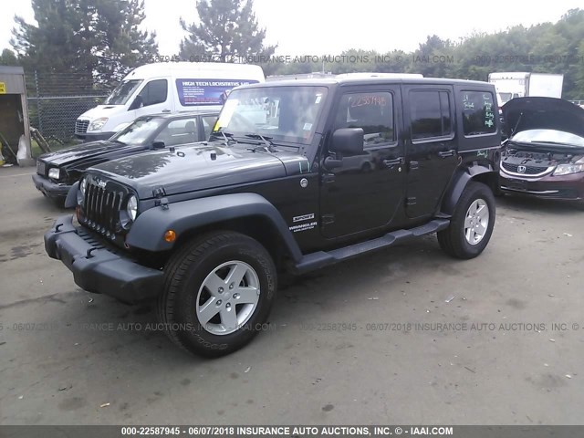 1J4HA3H14BL510765 - 2011 JEEP WRANGLER UNLIMITE SPORT BLACK photo 2