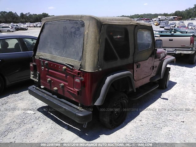 1J4FY29P6XP463836 - 1999 JEEP WRANGLER / TJ SE RED photo 4