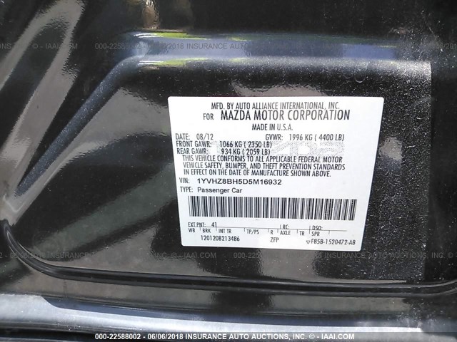 1YVHZ8BH5D5M16932 - 2013 MAZDA 6 SPORT GRAY photo 9