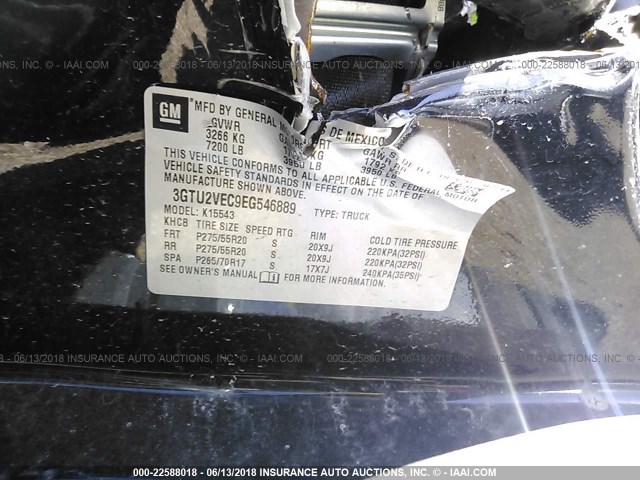 3GTU2VEC9EG546889 - 2014 GMC SIERRA K1500 SLT 黑色 照片 9