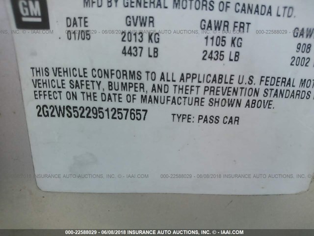 2G2WS522951257657 - 2005 PONTIAC GRAND PRIX GT SILVER photo 9