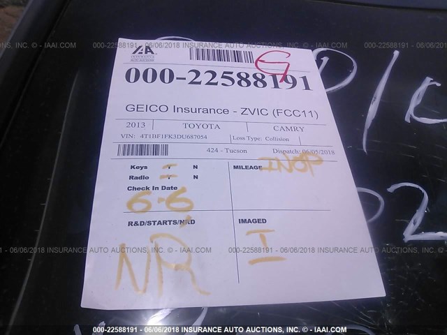 4T1BF1FK3DU687054 - 2013 TOYOTA CAMRY L/SE/LE/XLE 黑色 照片 7