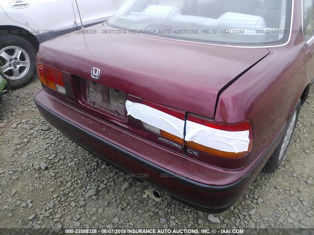 1HGCB7551NA157480 - 1992 HONDA ACCORD LX RED photo 6