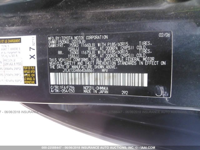 JTLKT334864068861 - 2006 TOYOTA SCION XB GRAY photo 9