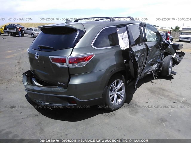 5TDBKRFH0FS096366 - 2015 TOYOTA HIGHLANDER LE/LE PLUS GRAY photo 4