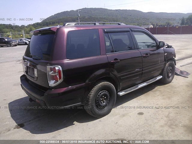 5FNYF282X8B026038 - 2008 HONDA PILOT VP BURGUNDY photo 4