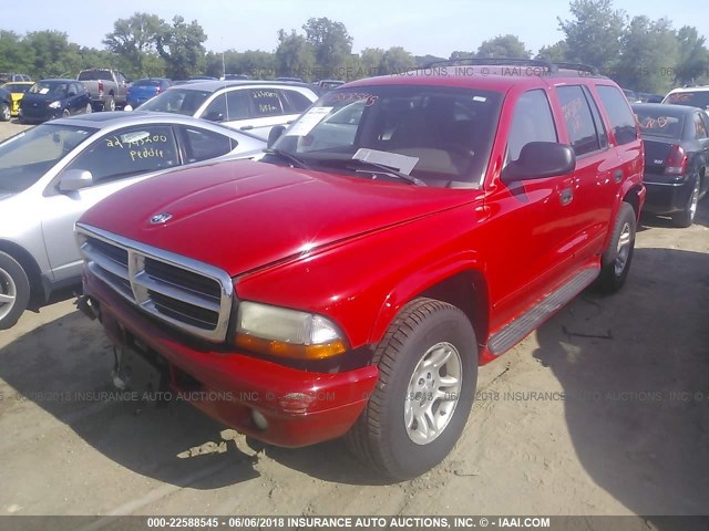 1B4HS58N72F176535 - 2002 DODGE DURANGO SLT PLUS RED photo 2