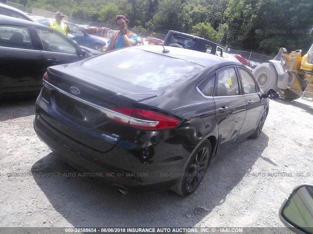 3FA6P0LU7JR101788 - 2018 FORD FUSION SE HYBRID BLACK photo 4