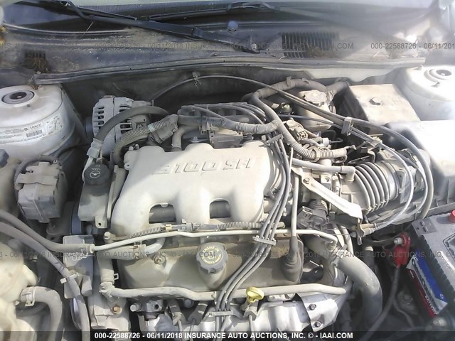 1G1NE52JX2M603309 - 2002 CHEVROLET MALIBU LS WHITE photo 10