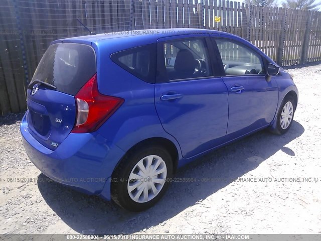 3N1CE2CPXFL356408 - 2015 NISSAN VERSA NOTE S/S PLUS/SV/SL/SR BLUE photo 4