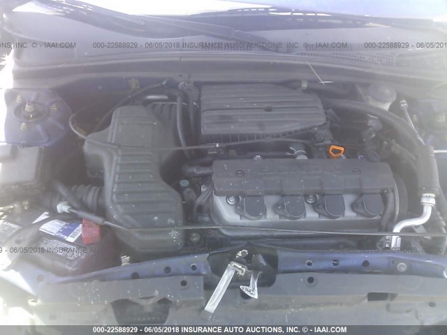 1HGEM221X5L066591 - 2005 HONDA CIVIC DX VP BLUE photo 10