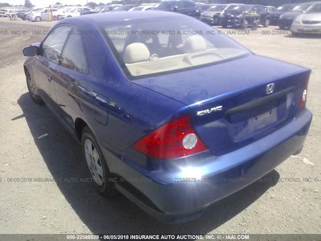 1HGEM221X5L066591 - 2005 HONDA CIVIC DX VP BLUE photo 3