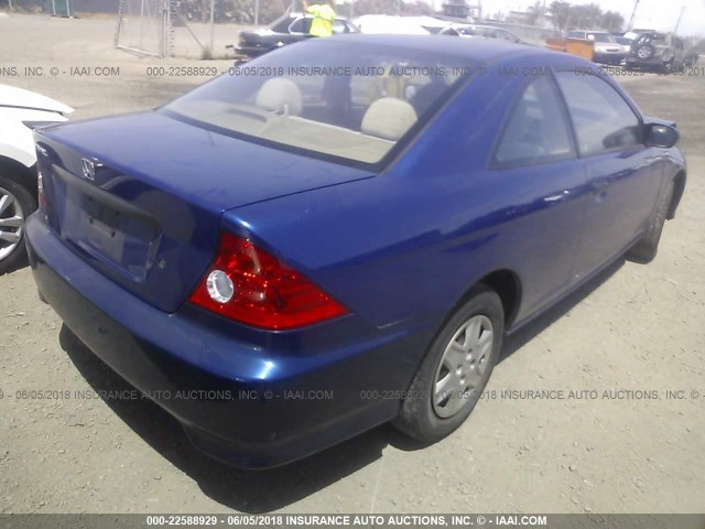 1HGEM221X5L066591 - 2005 HONDA CIVIC DX VP BLUE photo 4