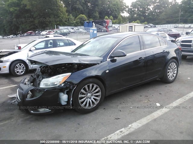 W04GV5EV8B1075960 - 2011 BUICK REGAL CXL BLACK photo 2