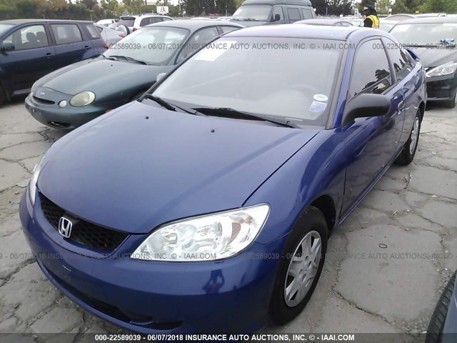 1HGEM22185L029152 - 2005 HONDA CIVIC DX VP BLUE photo 2