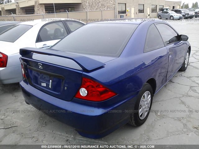 1HGEM22185L029152 - 2005 HONDA CIVIC DX VP BLUE photo 4