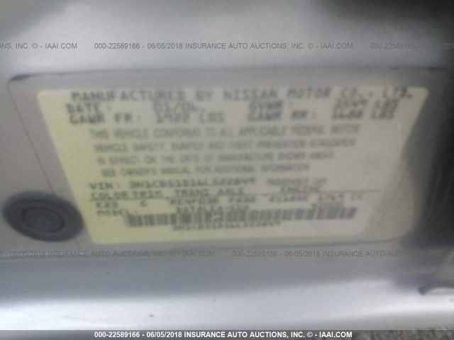 3N1CB51D16L522849 - 2006 NISSAN SENTRA 1.8/1.8S SILVER photo 9