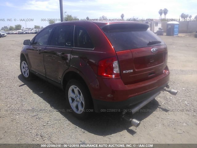 2FMDK3JC4EBA07198 - 2014 FORD EDGE SEL ORANGE photo 3