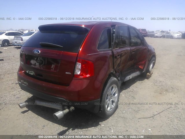 2FMDK3JC4EBA07198 - 2014 FORD EDGE SEL ORANGE photo 4