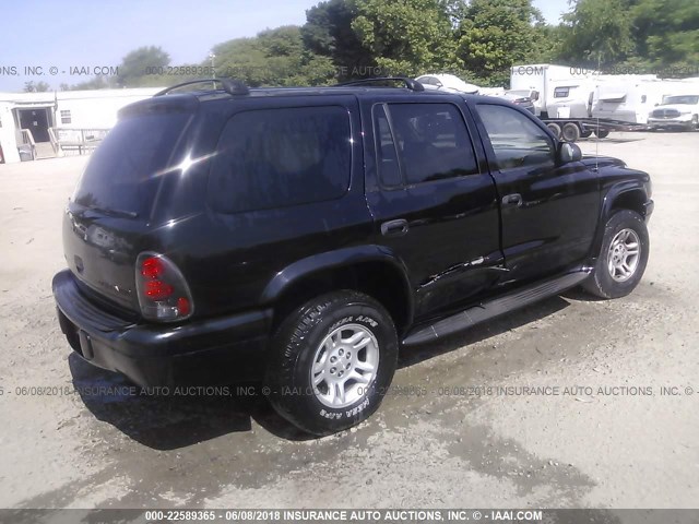 1B4HS48NX2F135746 - 2002 DODGE DURANGO SLT BLACK photo 4