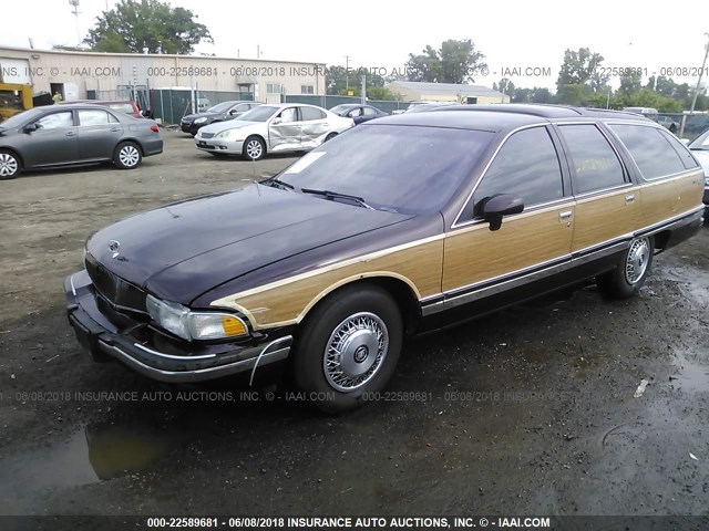 1G4BR8376PW403716 - 1993 BUICK ROADMASTER ESTATE BURGUNDY photo 2