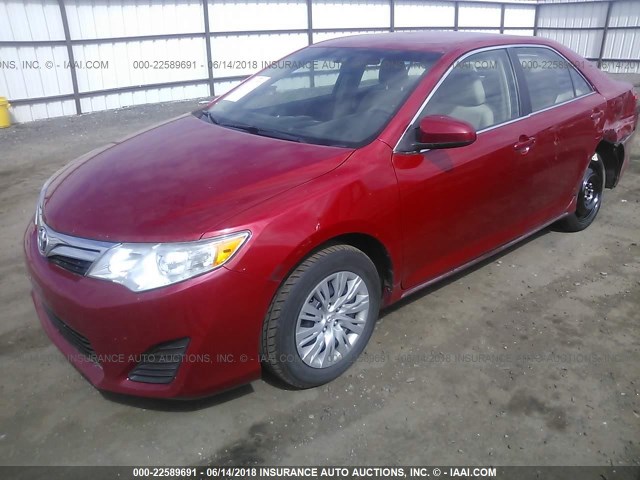 4T1BF1FK0CU585063 - 2012 TOYOTA CAMRY SE/LE/XLE RED photo 2