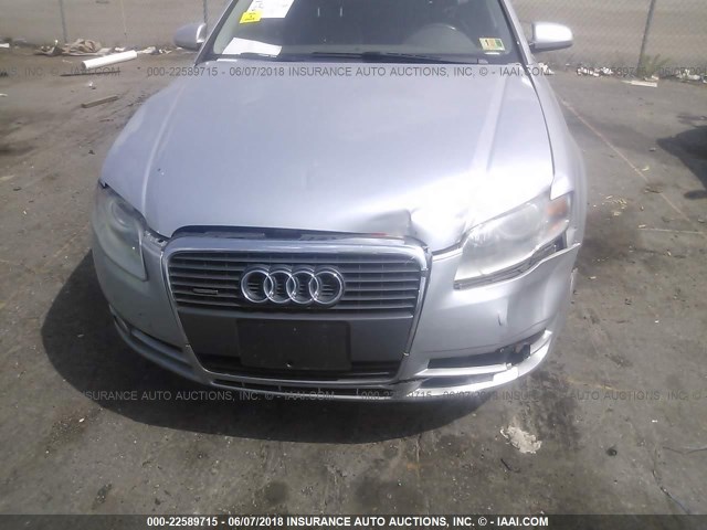 WAUDF78E26A148840 - 2006 AUDI A4 2.0T QUATTRO SILVER photo 6