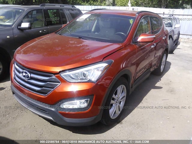 5XYZUDLA9EG201985 - 2014 HYUNDAI SANTA FE SPORT  ORANGE photo 2