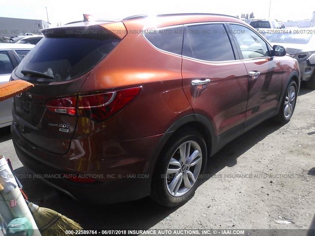 5XYZUDLA9EG201985 - 2014 HYUNDAI SANTA FE SPORT  ORANGE photo 4