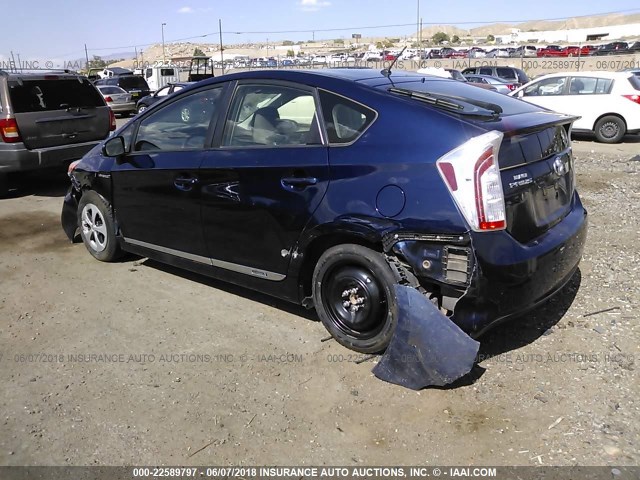 JTDKN3DU9D1649899 - 2013 TOYOTA PRIUS Dark Blue photo 3