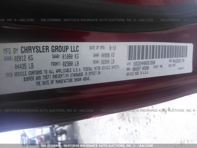 1B3CB3HA9AD616586 - 2010 DODGE CALIBER MAINSTREET RED photo 9