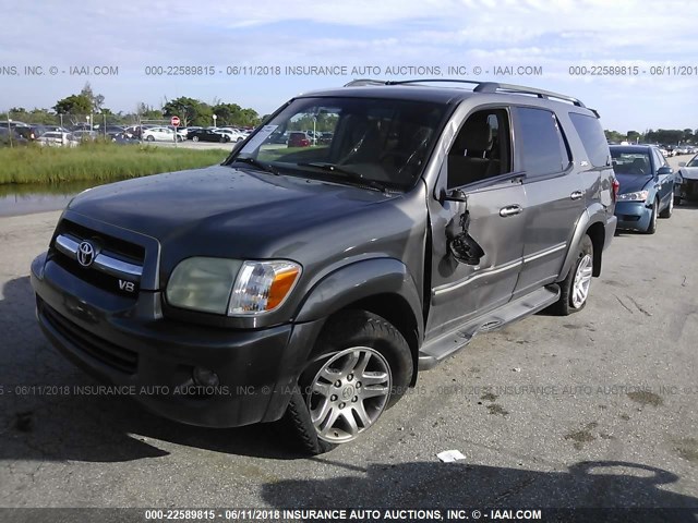 5TDZT34A96S280851 - 2006 TOYOTA SEQUOIA SR5 GRAY photo 2