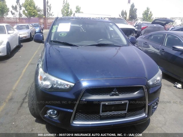 JA4AP4AU5BZ010492 - 2011 MITSUBISHI OUTLANDER SPORT SE BLUE photo 6