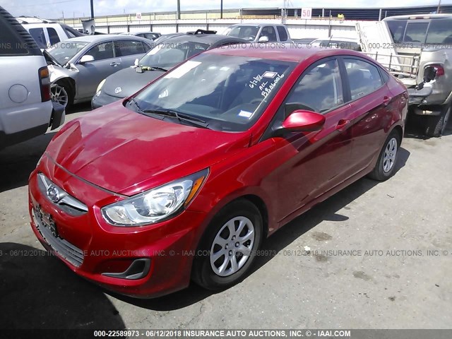 KMHCT4AE4EU603311 - 2014 HYUNDAI ACCENT GLS/GS RED photo 2