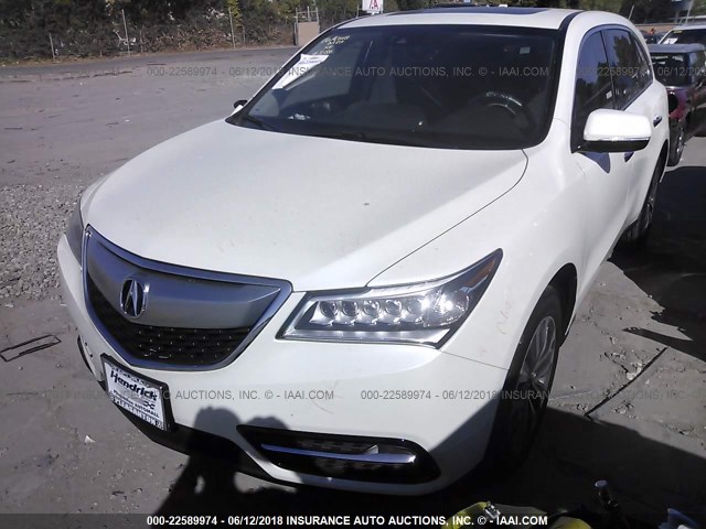 5FRYD4H46GB061854 - 2016 ACURA MDX TECHNOLOGY WHITE photo 2