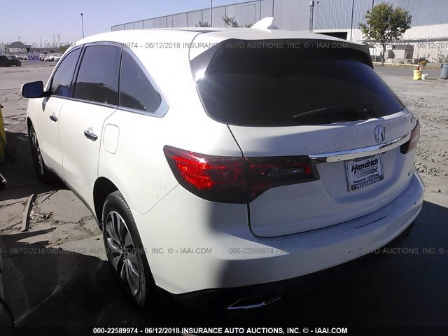 5FRYD4H46GB061854 - 2016 ACURA MDX TECHNOLOGY WHITE photo 3