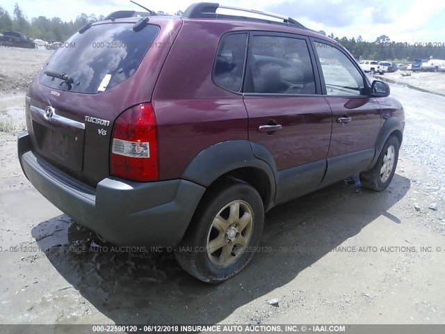 KM8JN12D35U058062 - 2005 HYUNDAI TUCSON GLS/LX RED photo 4