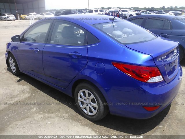 KMHCT4AE0DU284164 - 2013 HYUNDAI ACCENT GLS/GS BLUE photo 3