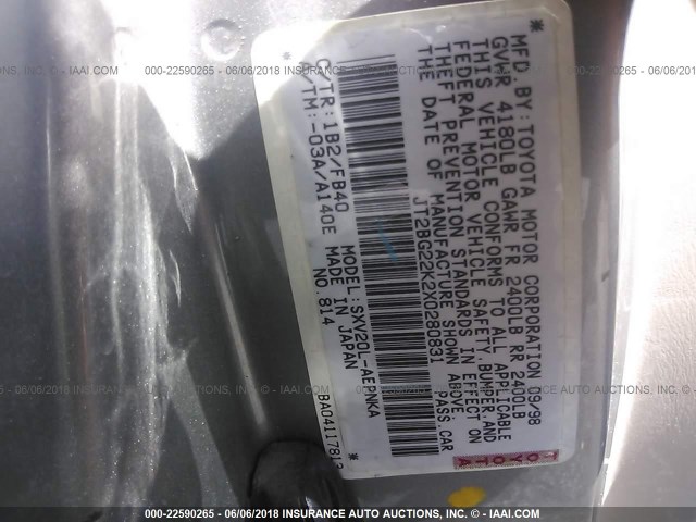 JT2BG22K2X0280831 - 1999 TOYOTA CAMRY LE/XLE Braun Foto 9