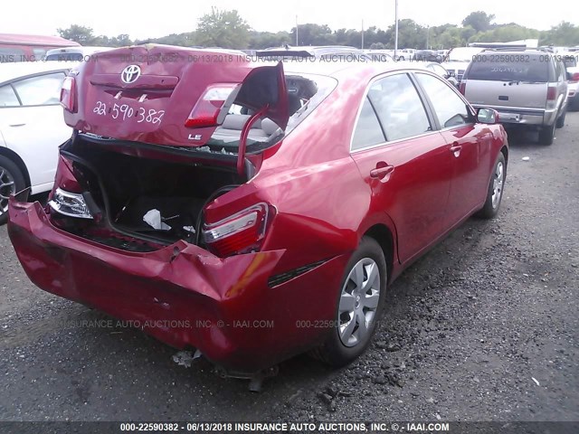 4T1BE46K48U236385 - 2008 TOYOTA CAMRY CE/LE/XLE/SE RED photo 4