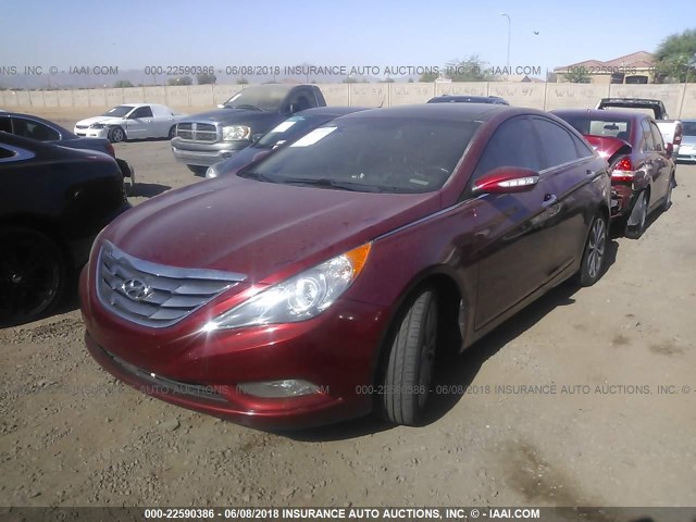 5NPEC4AB5DH674111 - 2013 HYUNDAI SONATA SE/LIMITED RED photo 2