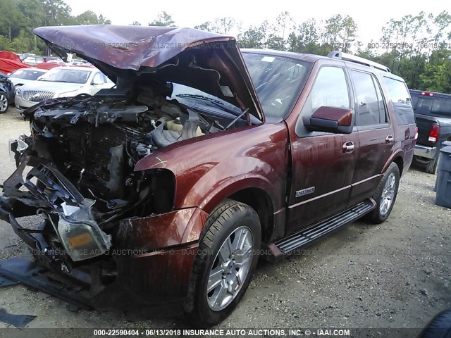 1FMFU19547LA99221 - 2007 FORD EXPEDITION LIMITED BURGUNDY photo 2