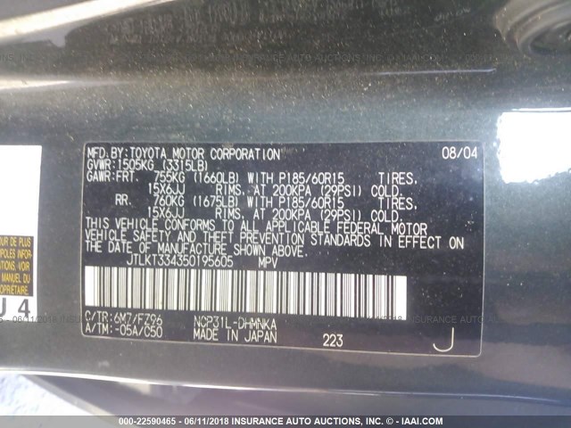 JTLKT334350195605 - 2005 TOYOTA SCION XB ნაცრისფერი ფოტო 9