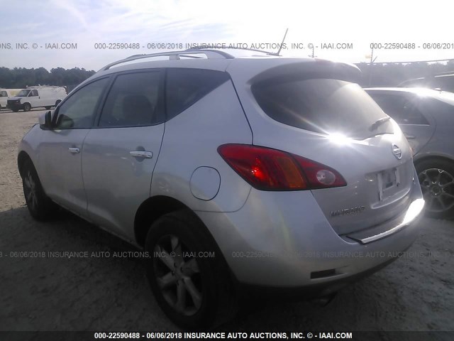 JN8AZ18UX9W107045 - 2009 NISSAN MURANO S/SL SILVER photo 3