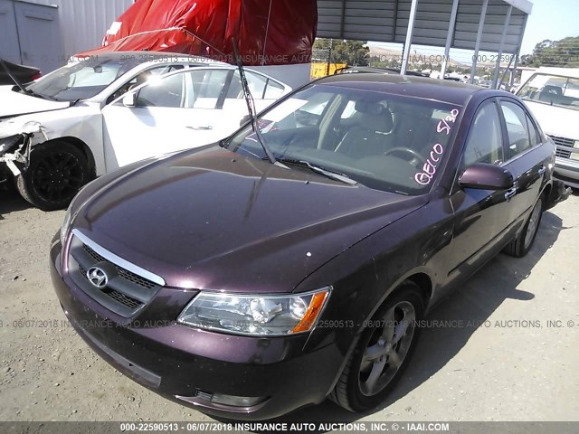 5NPEU46F46H005971 - 2006 HYUNDAI SONATA GLS/LX BURGUNDY photo 2