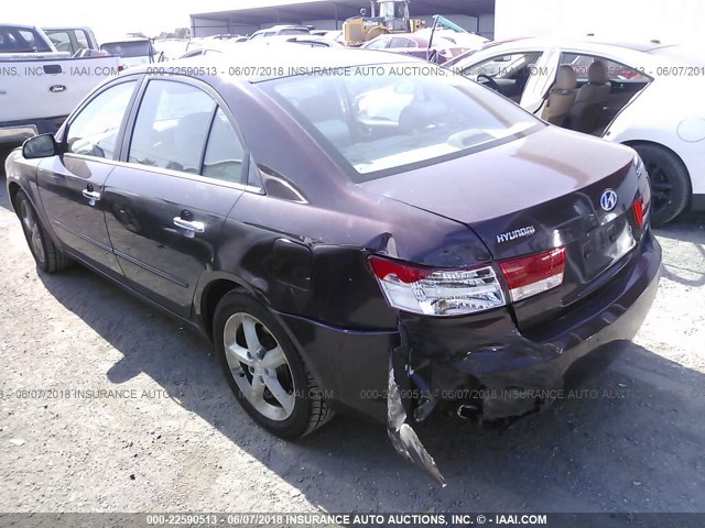 5NPEU46F46H005971 - 2006 HYUNDAI SONATA GLS/LX BURGUNDY photo 3