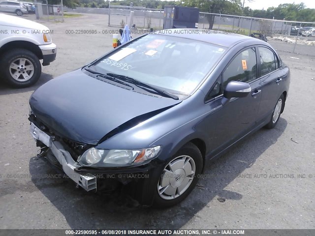 JHMFA36239S001953 - 2009 HONDA CIVIC HYBRID BLUE photo 2